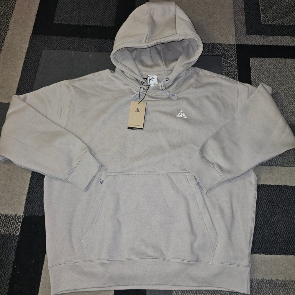 Nike ACG Hoodie Mens Large Grey Therma-FIT Tuff Fleece DZ3392-009 New